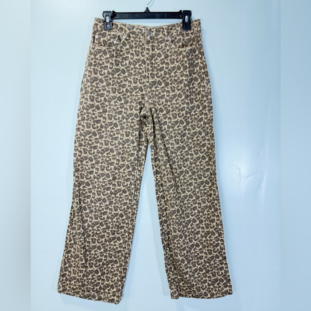 Le Lis Animal Print Wide Leg Jeans Sz Small